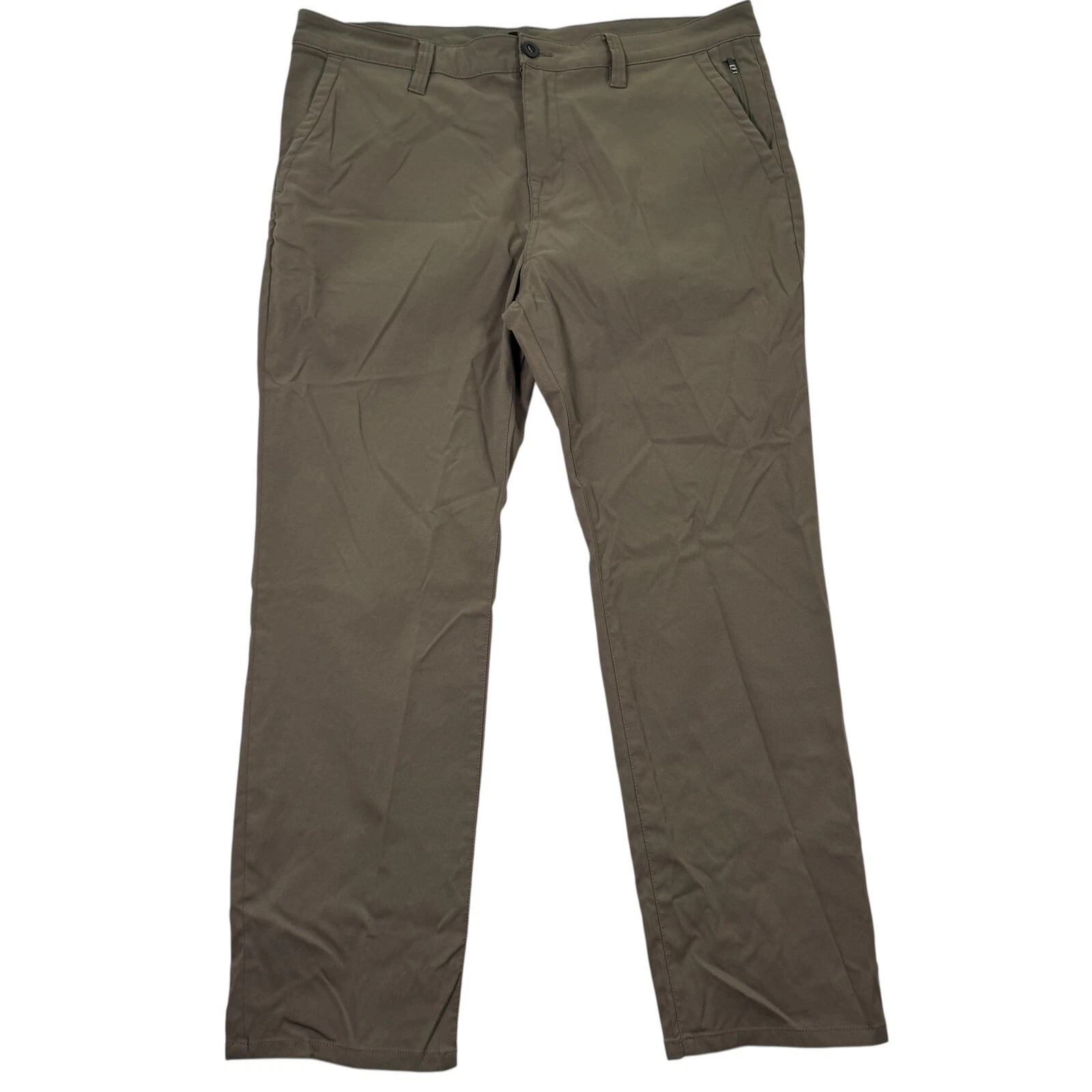 Prana Mens 38x30 Straight Fit Olive Green Nylon Stretch Pants Casual Hiking EUC