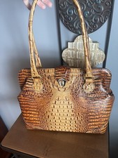 Vintage BETTY BRAHMIN TOASTED ALMOND Croc Leather Handbag New W/ Reg Card