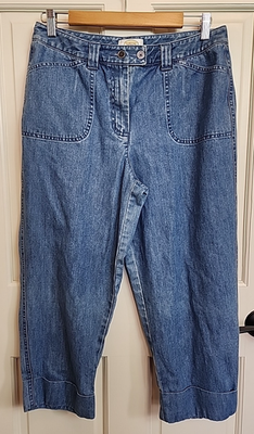 Talbots Cuffed Capri Jeans Womens Size 12P 30x22 Distressed