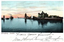 1911 Helsingborg Sweden Harbor Axel Eliassons Vintage Postcard PM VA