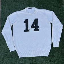 Brandy Melville John Galt White & Green Nico 14 Knit Sweater One Size #2256