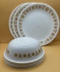 Pyrex Butterfly Gold Bread Plates  3 Pc & 4 Pc Bowls 7 Pieces Vintage Corelle