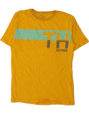 Tommy Hilfiger Jungen Grafik T-Shirt Oberteil 15-16 Jahre XL gelb Baumwolle CX68