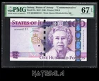 JERSEY 100£ POUNDS 2012 P-37a COMMEMORATIVE 60TH PMG67 Low Serial SN QE60 000131