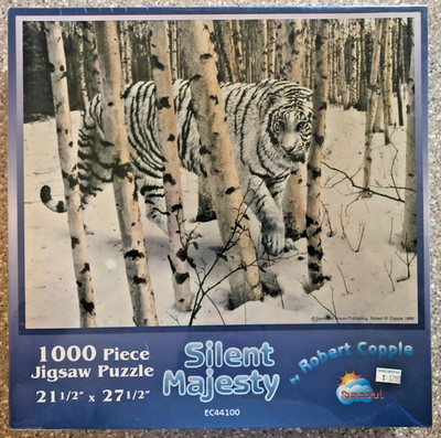 SILENT MAJESTY jigsaw puzzle SunsOut 1000 piece 21''x27'' Siberian white tiger NEW