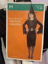 Wicked Sweetie Witch Costume Medium Girls 6-8 Halloween Black Hat Fancy Dress