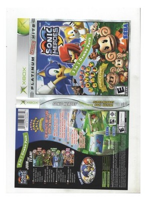 Sonic Heroes Platinum Original Xbox Artwork Only Authentic