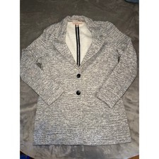 Philosophy Republic Clothing Marled Knit Longline Blazer Gray White M