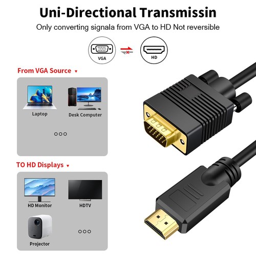 VGA (Sources) to HDMI(Display) Cable 20ft with Audio,Well Witch Computer/Proj... - Picture 4 of 6