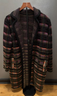 Aldo Martins Knit Coat Merino Alpaca Wool Plaid Multicolor Women's Size 8