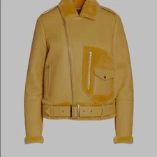 Maximilian Women's Yellow Shearling Shearling Trimmed Leather Jacket from Saks M