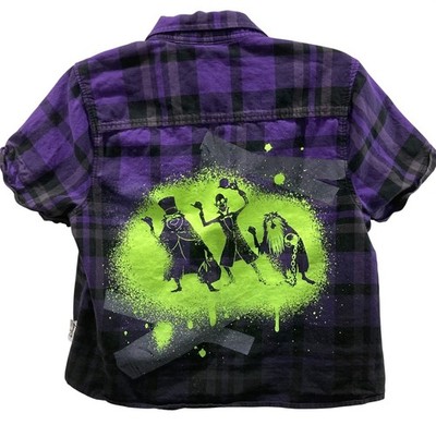 Disney Her Universe Button Down Shirt The Haunted Mansion Size M Purple Plaid
