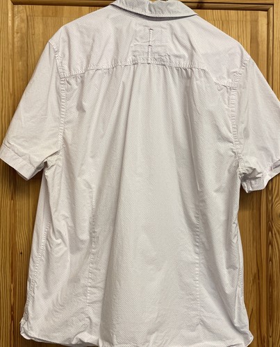 Camisa Manga Corta White Stuff Gentlemen's Relish Calce Ajustado Blanco Rosa Manchas XL - Imagen 7 de 9