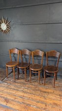 4x Antique Thonet Bentwood Bistro Cafe Chairs Dining Chairs Striated Design