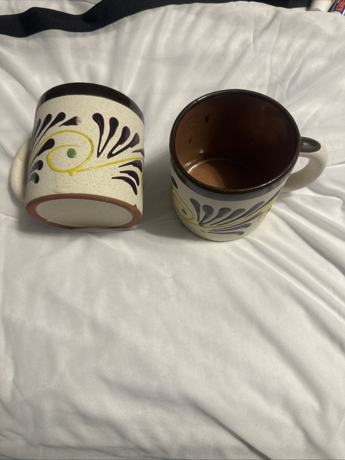 Vintage Ceramic Hand Painted Coffee/Tea/Cocoa Cups Pair, Set Of 2