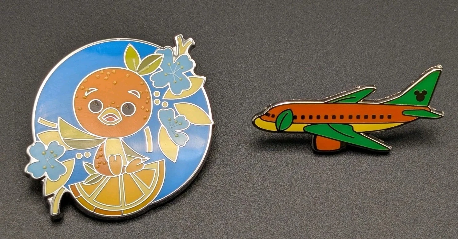 Disney Parks Pin - Orange Bird - Joey Chou Mystery and Character Plane - 2 Pins