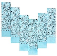 Every-ville Cotton Bandana Handkerchief for Men Women, 6 Pack Sky Blue