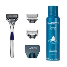 Harry's Winston Razor Set 3 Razors Handle Foaming Shave Gel Travel Blade Cover