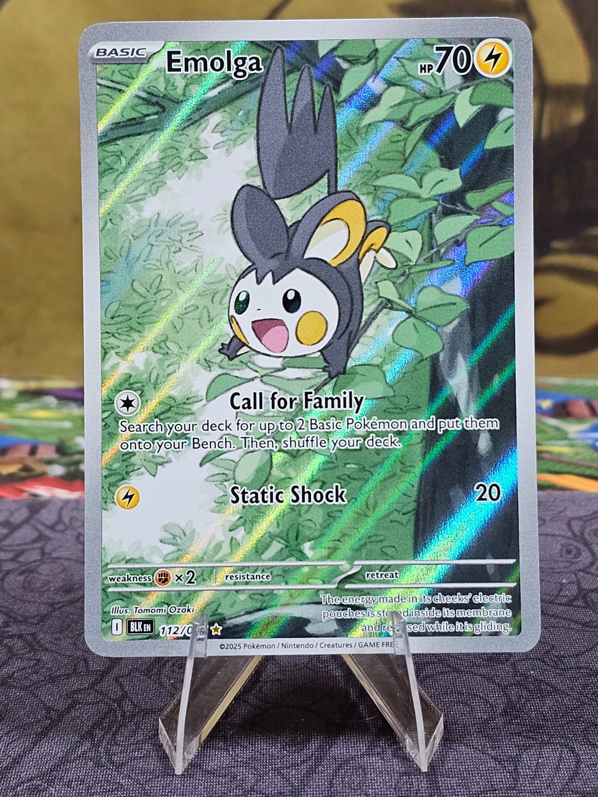 Pokémon TCG Emolga 112/086 Black Bolt Illustration Rare Holo Card NM