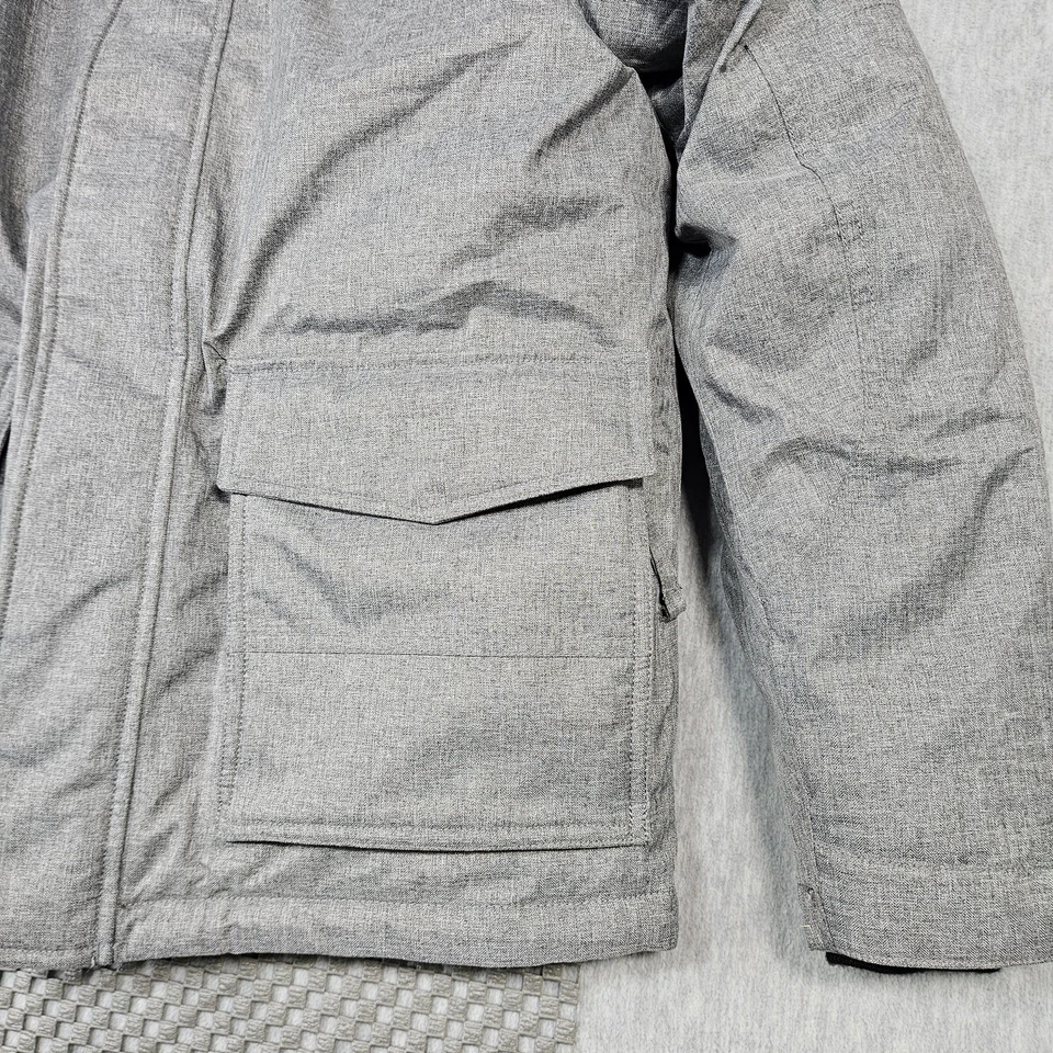 Eddie Bauer Jacket Mens Medium Gray WeatherEdge EB550 Down Parka Hooded Fur - Image 4 of 4