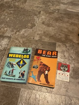 Vintage Webelos Bear Scout Book Lot Bsoa Wolf Cub Scout Card
