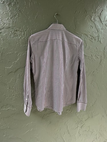 Camicia donna LORO PIANA rossa bianca a righe cotone aderente con bottoni cotone 44 6 - Foto 7 di 7