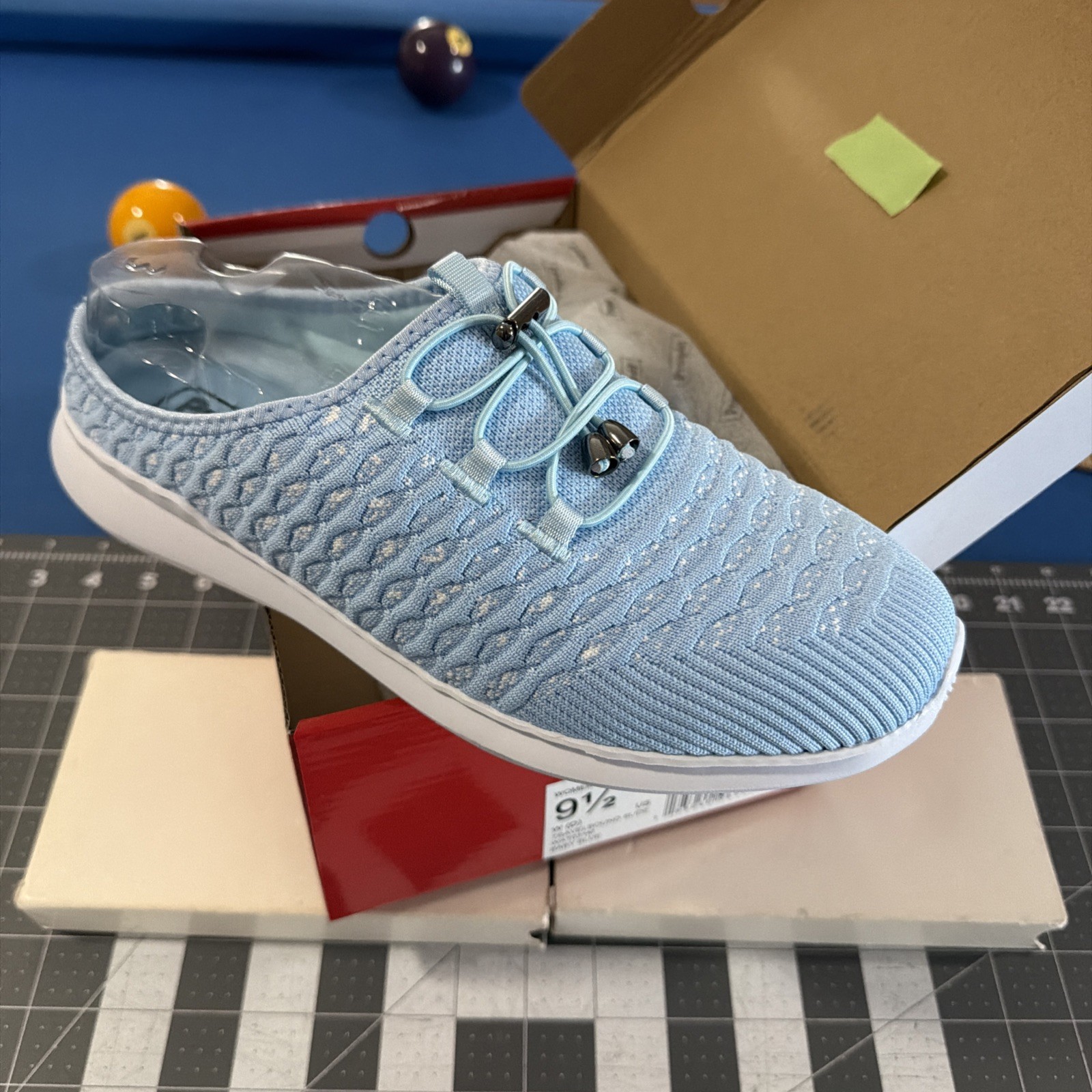 Women&rsquo;s 9.5 Wide Baby Blue Knit Slip-on - New