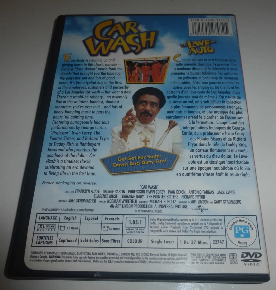 Car Wash DVD 1976 Richard Pryor Comedy [DVD] Region 1 Locked Read Description - Image 2 of 2