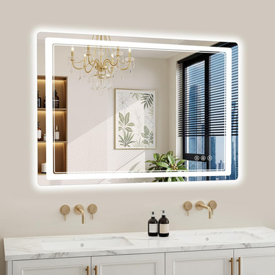 30''X40'' Dimmable LED Bathroom Mirror with Anti-Fog, Backlit & Front Lit