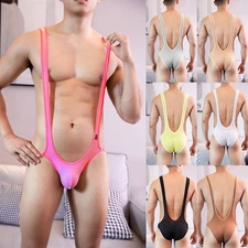 Men Sexy Jockstrap-Leotard Underwear Jumpsuits Backless Bodysuit Club Panties