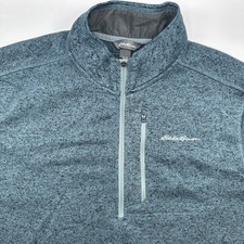 Size XXL Men  s Eddie Bauer Outdoor Pullover 1/4 Zip Sweater Blue Black NWOT NEW