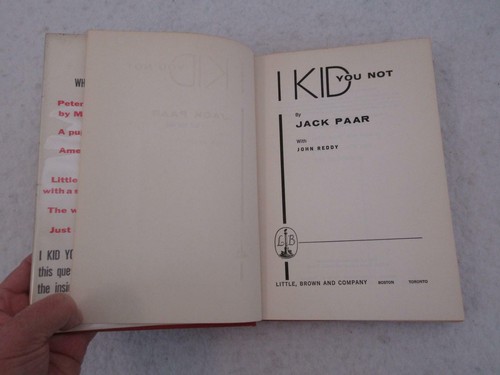 Jack Paar I KID YOU NOT Little Brown 1960 1st Edition - Picture 7 of 10