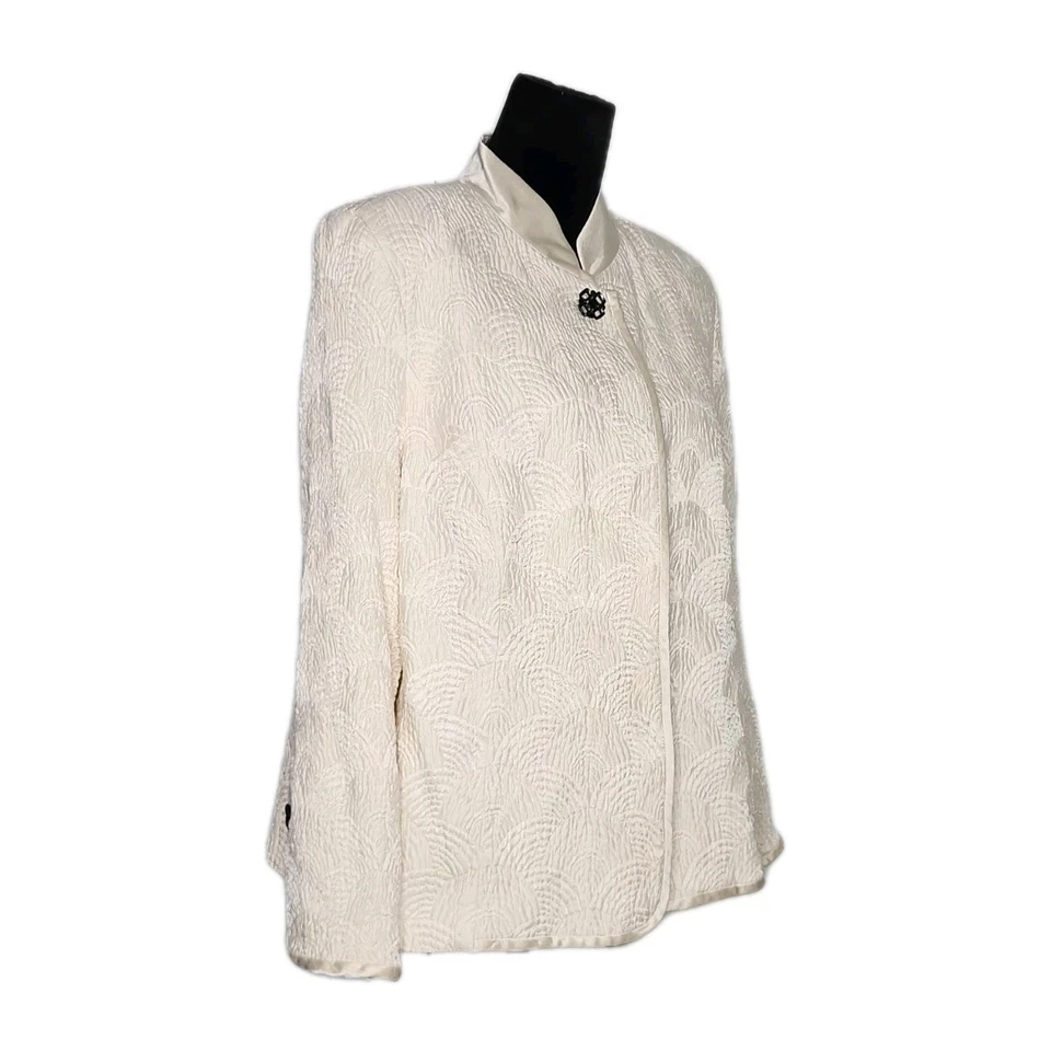 Dana Buchman Women's Blazer Jacket Size 18 Silk Blend Textured Button Career Fun - Изображение 2 из 4