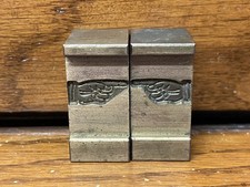 Vintage Linotype Pair of Hand Insert Matrix Mats Fingers Pointing Opposite Dirs.