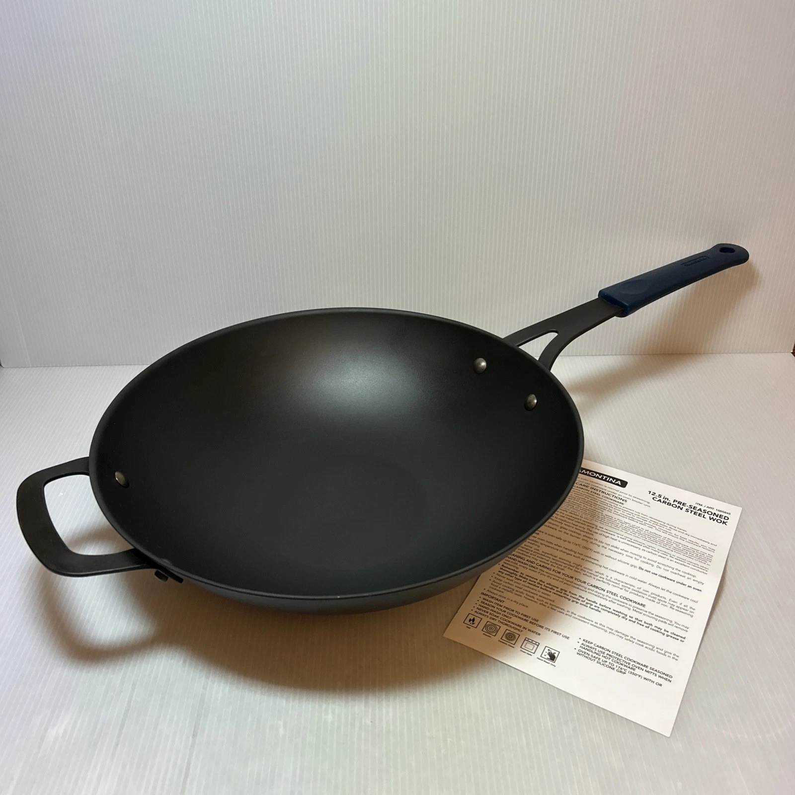 Tramontina 12.5" Carbon Steel Pre-Seasoned Wok with Original Box, #1665845