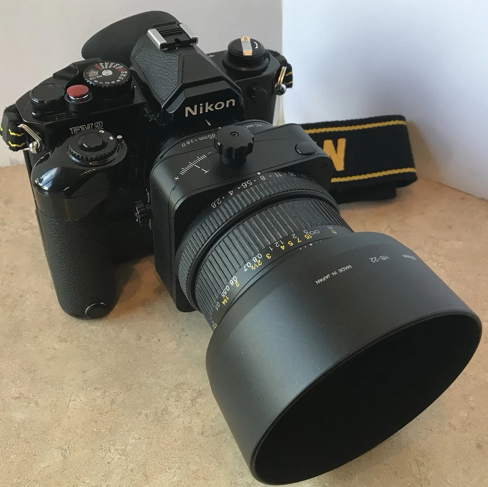 Nikon Black FM2 w/MD-12 and PC micro Nikkor 85mm 1:2.8 D Lens - Image 3 of 4