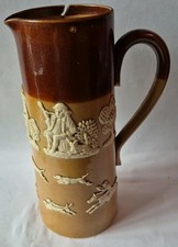 ​Antique Royal Doulton Salt Glaze Lambeth Stoneware Hunting Jug Ale Pitcher