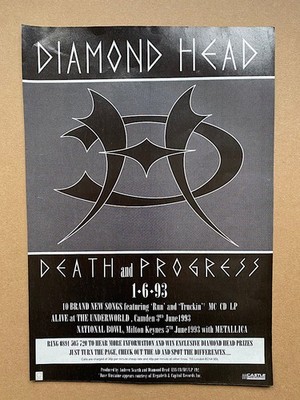 DIAMOND HEAD DEATH AND PROGRESS MEMORABILIA original music press advert from 199