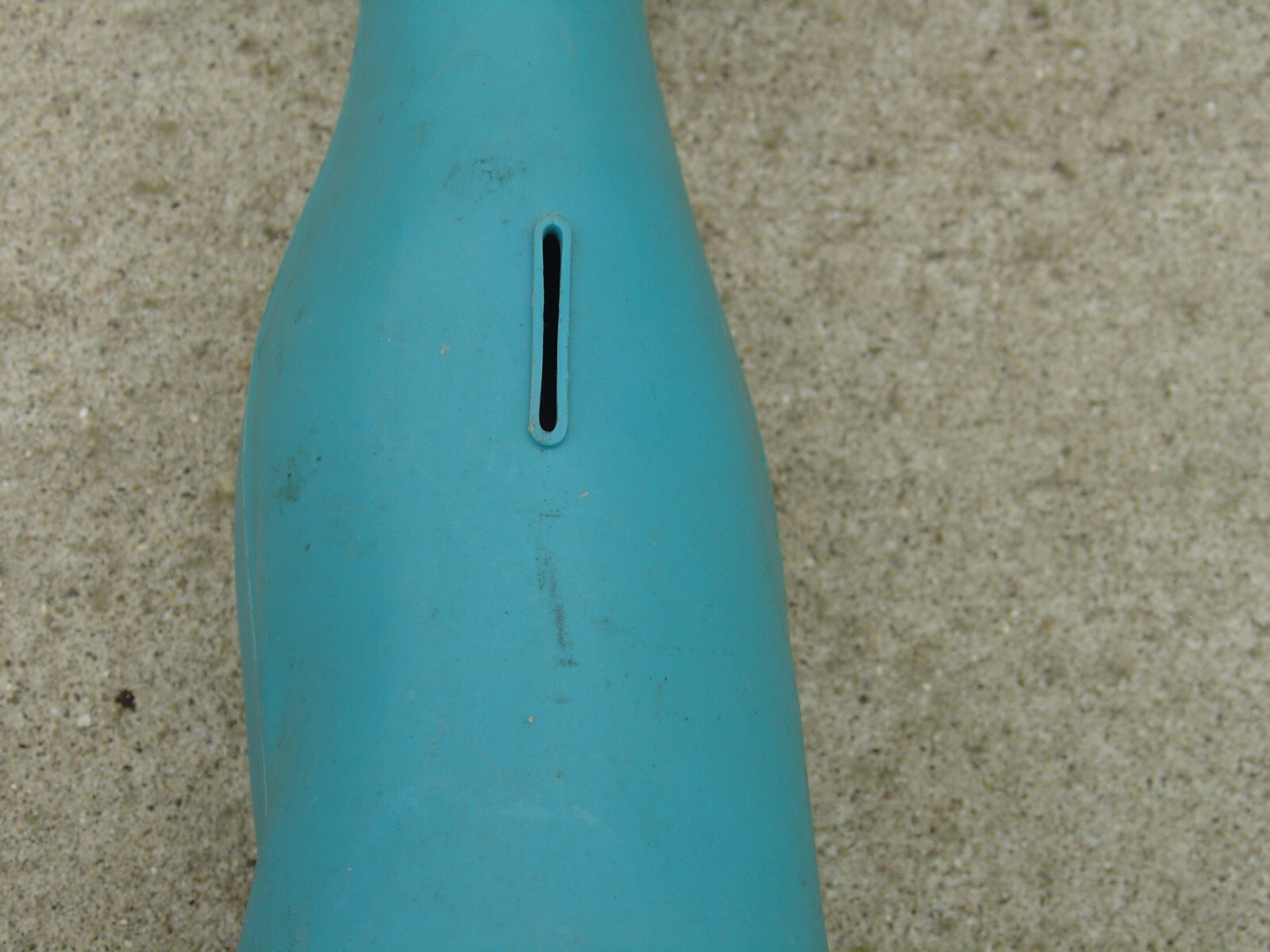 Vintage Plastic Blow Mold Seated Pet Kitty Cat Bank Blue w/ Green Eyes 16"