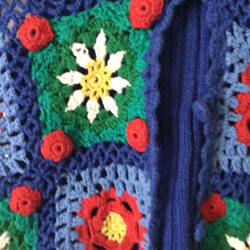 Gilet maglione vintage anni 90 Carole Little floreale all'uncinetto PICCOLO ADERENTE Y2K Festival - Foto 4 di 6