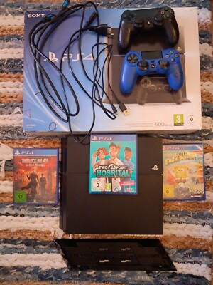 Sony PlayStation 4 500GB(1216A) Schwarz 3Spiele2ControllerFunktion nur mit kabel