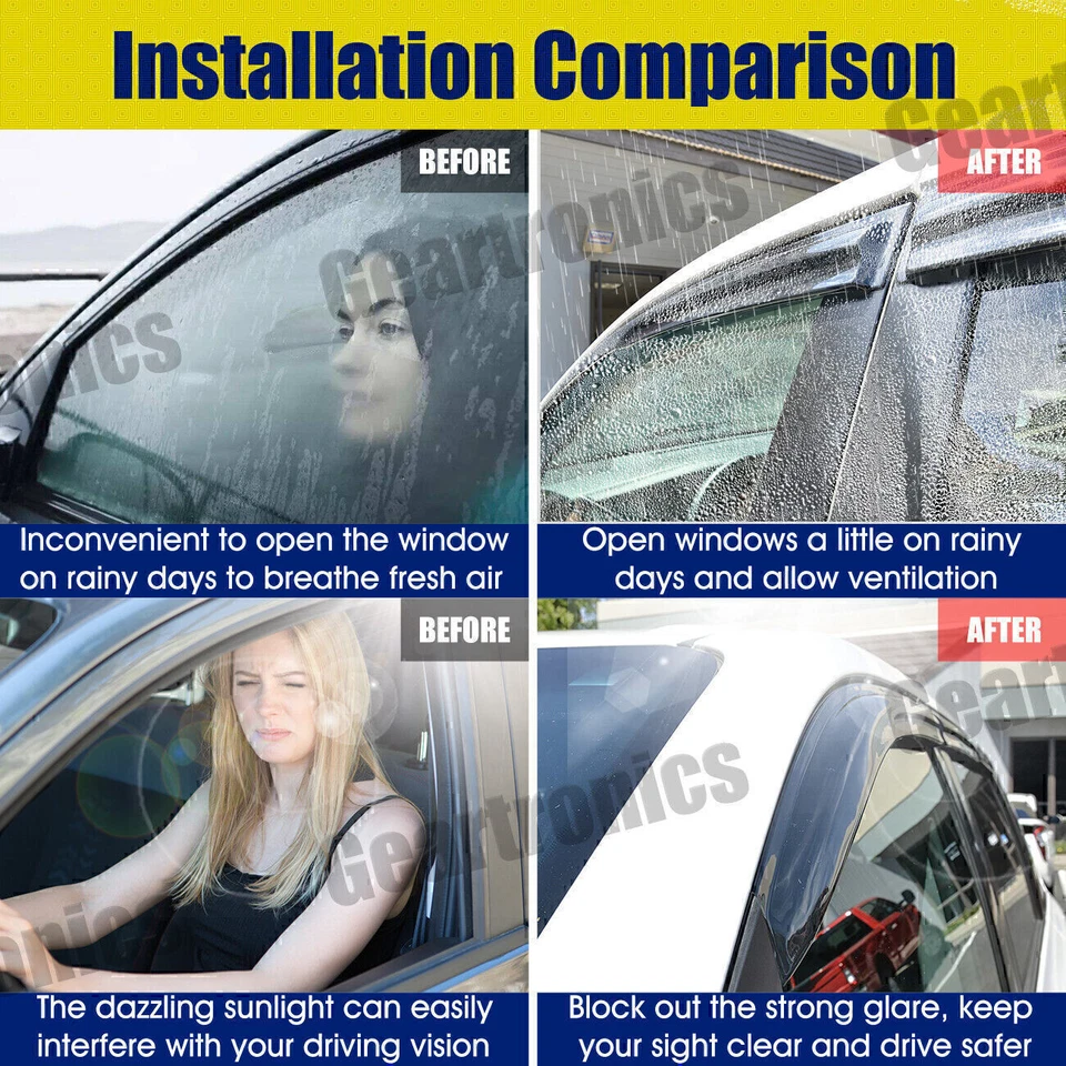 For 2011-2020 Toyota Sienna Mugen Window Visor Vent Rain Guards Wind Deflector - Image 3 of 4