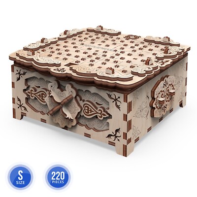 Casket ''Floral Fantasy'' - 3D wooden mechanical constructor puzzles