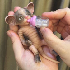5Inch Silicone Reborn Doll Mini Soft Realistic Silicone Cat Pet Simulation Doll