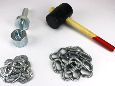 Oval Ösen Set 42 x 22 mm + 20 Ovalösen Zink für LKWPlanen Ösenstempel