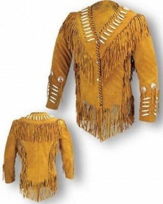 Giacca in pelle da cowboy occidentale tradizionale da uomo con frange e perline - Giacca in pelle bianca Abbigliamento vintage Giacca artigianale - Italia