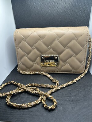 BEBE Stanley Quilted Crossbody Bag LT Taupe