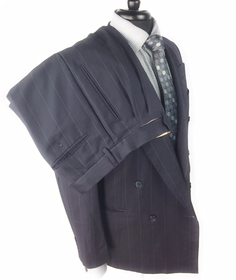 Traje Pal Zileri Para Hombres Azul Marino A Rayas 2 Piezas Talla 43R Doble Pecho Foto 3 de 4