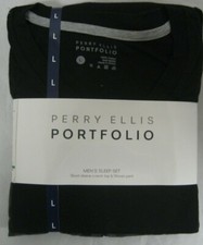 NEW Perry Ellis Portfolio Men's Sleep Set -Large Black/ Plaid Retail 60 1051