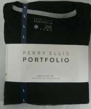 NEW Perry Ellis Portfolio Men's Sleep Set -Large Black/ Plaid  Retail $60 1051 